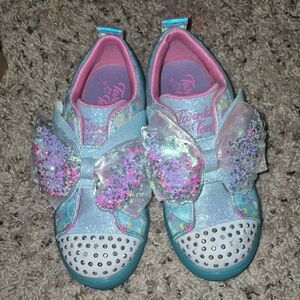 Skechers Twinkle Toes Glitter Shoes - Blue and Pink
